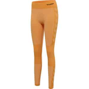 hummel hmlCLEA Seamless Mid-Waist Leggings Damen blazing orange/carrot curl melange M