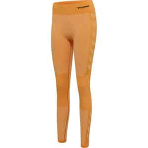 hummel hmlCLEA Seamless Mid-Waist Leggings Damen blazing orange/carrot curl melange XS