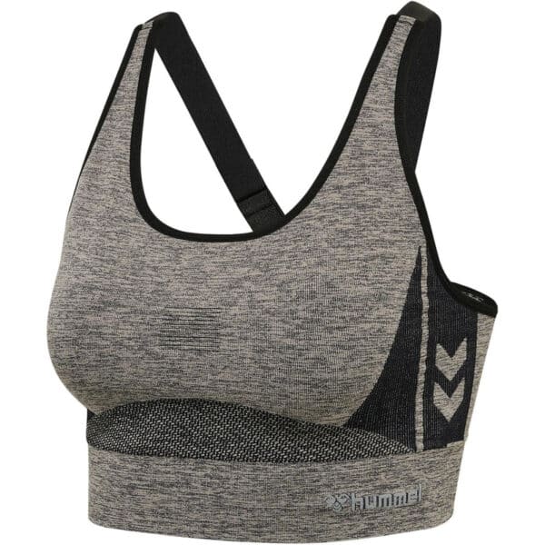 hummel hmlCLEA Seamless Sports Top chateau gray/black melange XS